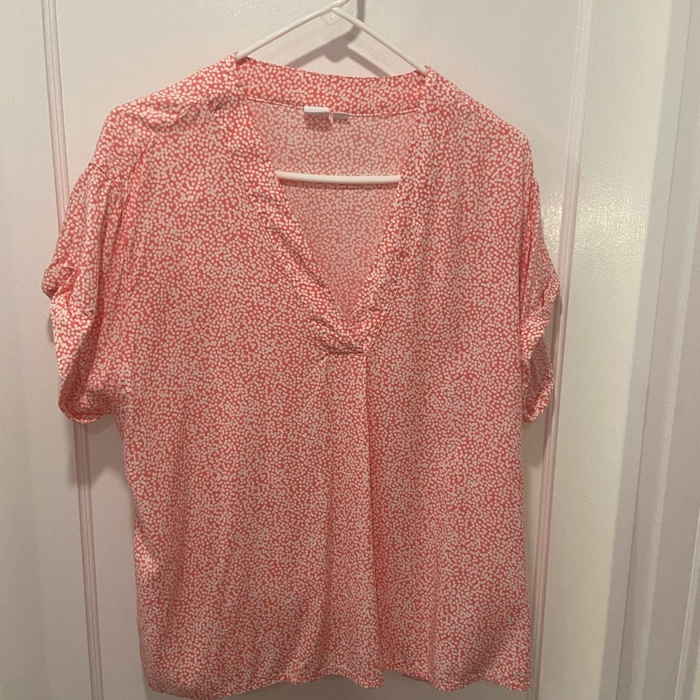 GAP Pink Relaxed Blouse with Short Sleeves